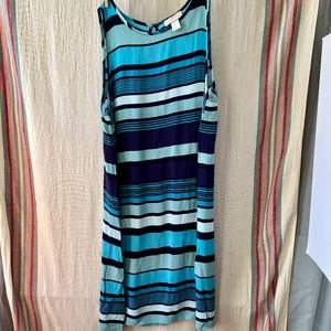 LOFT Blue Striped Sundress Medium